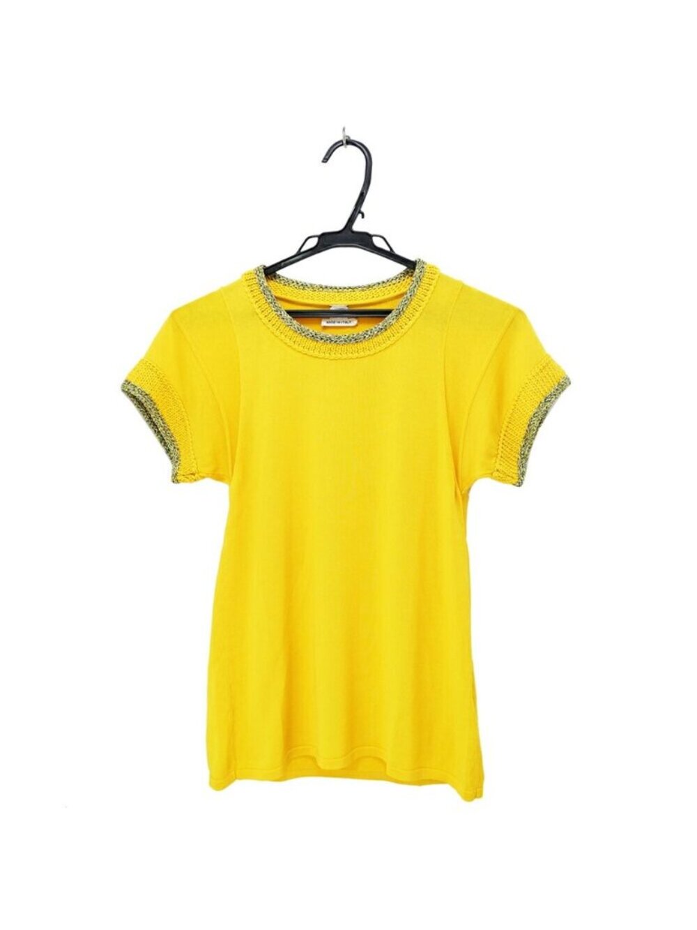 Hermes Top Yellow Top Short Sleeve Cotton Rayon 36